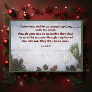 Bible Verse Rustic Woodlands Snöflingor jul Julkort