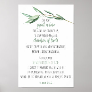Bible Verse Scripture Wall Art Eucalyptus 1 John Poster