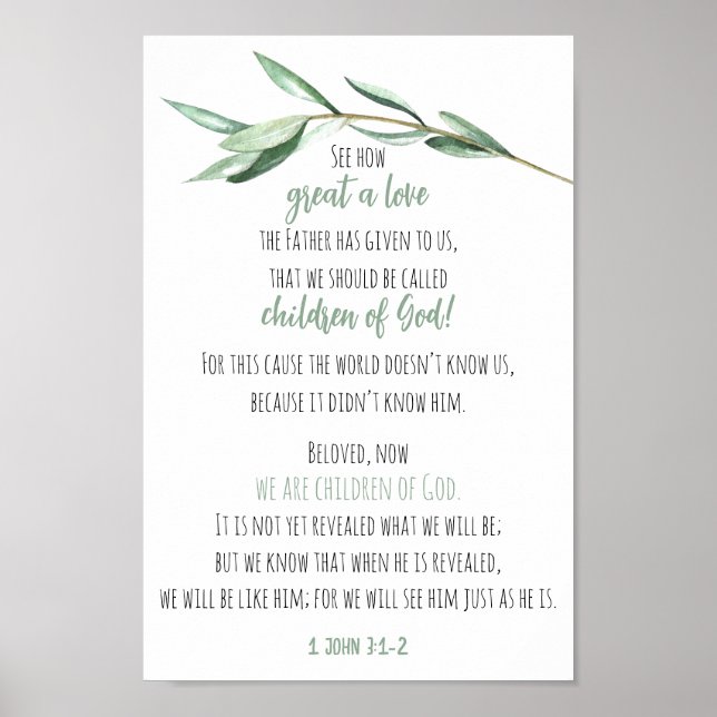Bible Verse Scripture Wall Art Eucalyptus 1 John Poster (Framsidan)