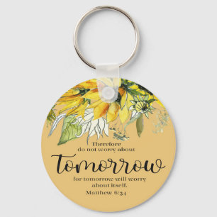 Bible Verse Solros Round Keychain Nyckelring