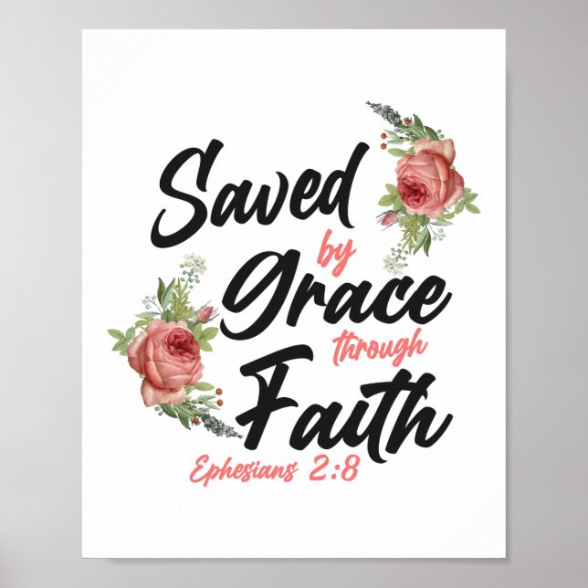 Bible Verse sparad av Grace genom Faith Ephesian Poster (Framsidan)