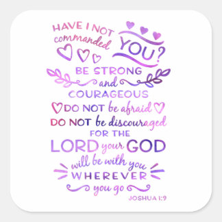 Bible Verse Sticker Joshua 1:9 Fyrkantigt Klistermärke