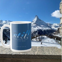 Bible Verse Swiss bergarts blå monogram Kaffemugg