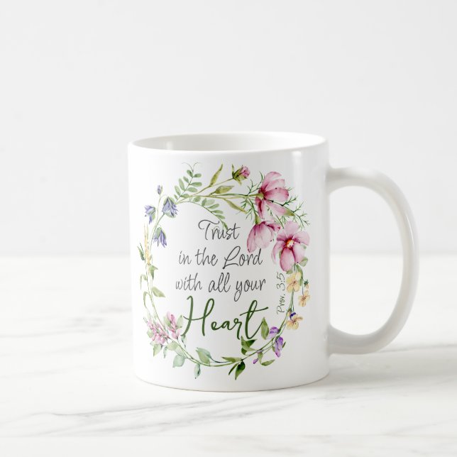 Bible Verse Trust i Herren med botaniskt tema Kaffemugg (Höger)