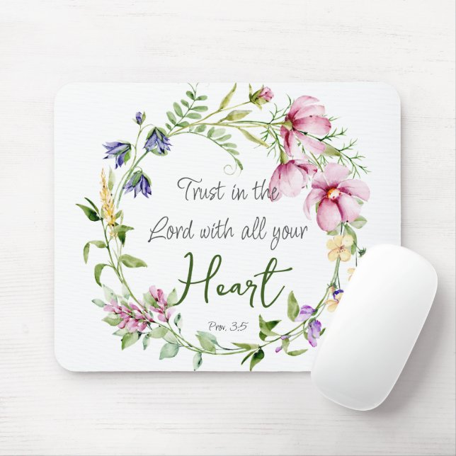 Bible Verse Trust i Herren med botaniskt tema Musmatta (Med mus)