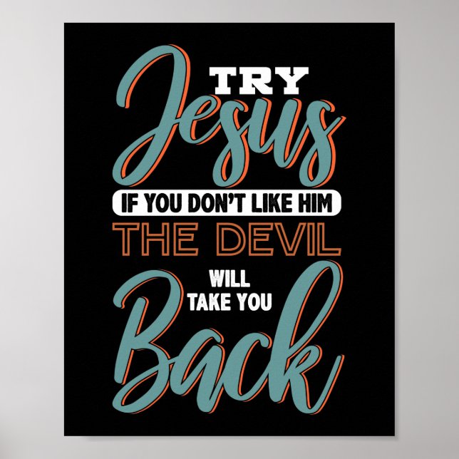 Bible Verse Try Jesus Gud Poster (Framsidan)
