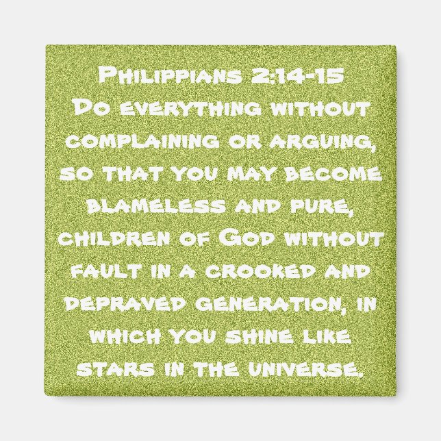 Bible verse uppmuntran Filippinerna 2:14-15 Magnet (Framsidan)