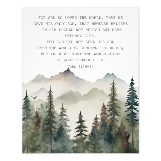 Bible Verse Wall Art Poster John 3 (Framsidan)