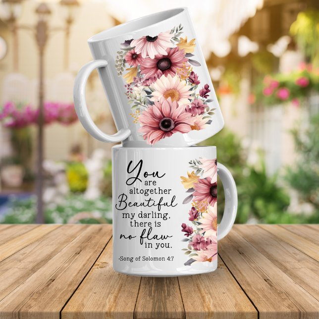 Bible Verse You are Beautiful Coffee Mug Kaffemugg (Bible verse floral mugs)