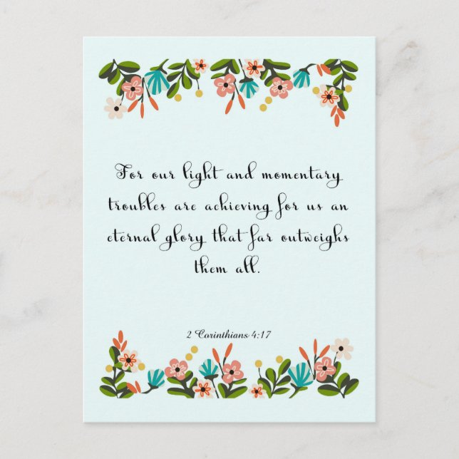 Bible Verses Art - 2 Corinthians 4:17 Vykort (Framsida)