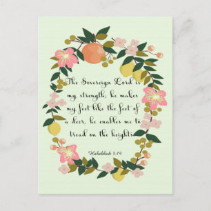 Bible Verses Art - Habakkuk 3:19 Vykort