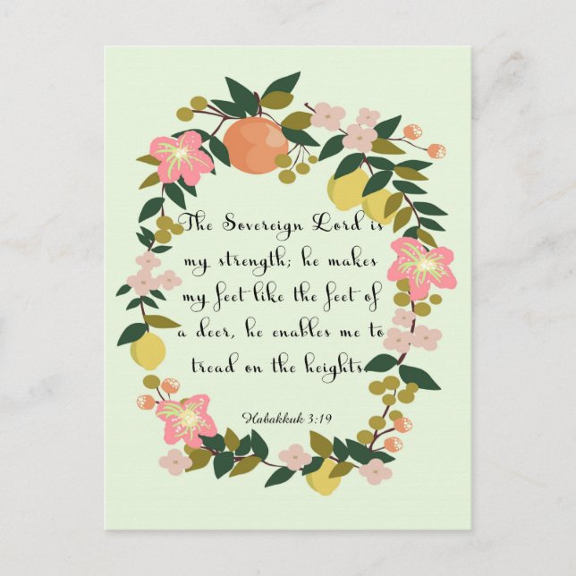 Bible Verses Art - Habakkuk 3:19 Vykort (Framsida)