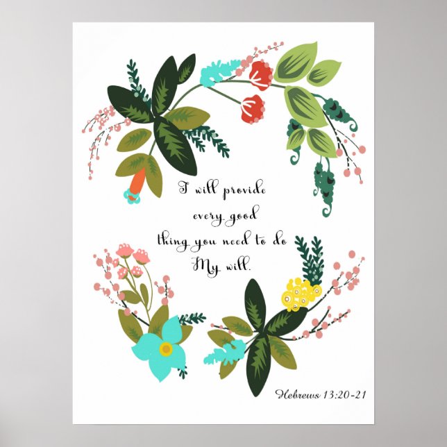 Bible Verses Art - Hebrews 13:20-21 Poster (Framsidan)