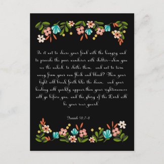 Bible Verses Art - Isaiah 58:7-8 Vykort