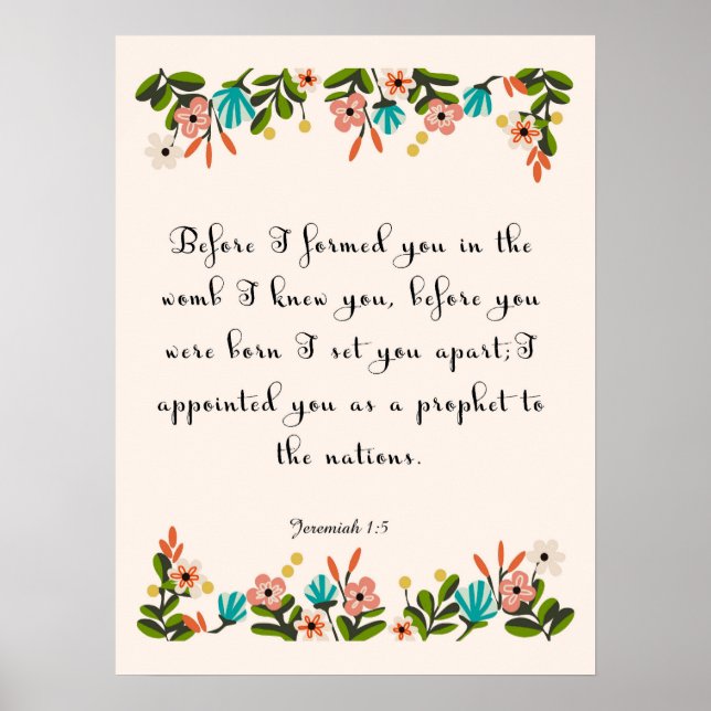 Bible Verses Art - Jeremiah 1:5 Poster (Framsidan)