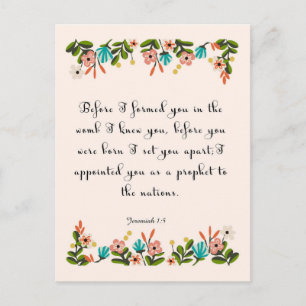 Bible Verses Art - Jeremiah 1:5 Vykort