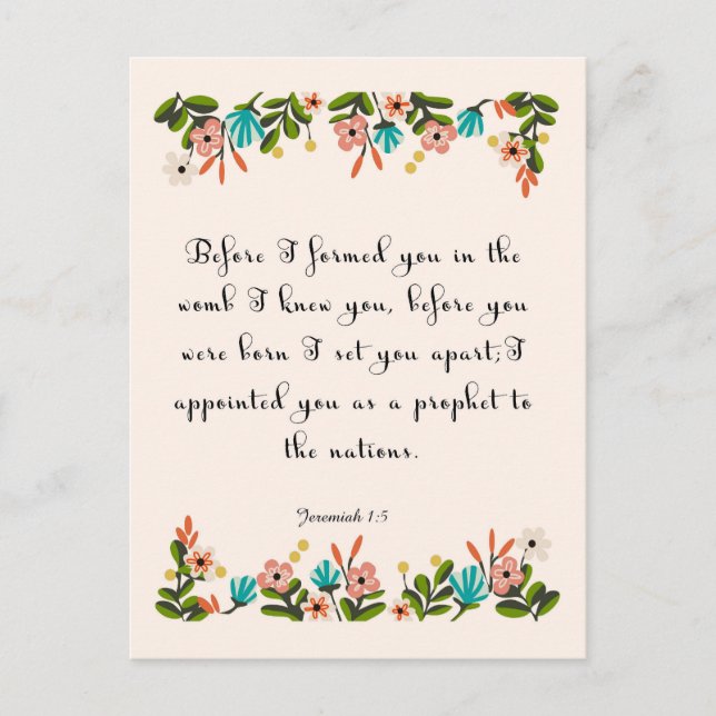 Bible Verses Art - Jeremiah 1:5 Vykort (Framsida)