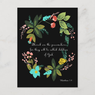 Bible Verses Art - Matthew 5:9 Vykort
