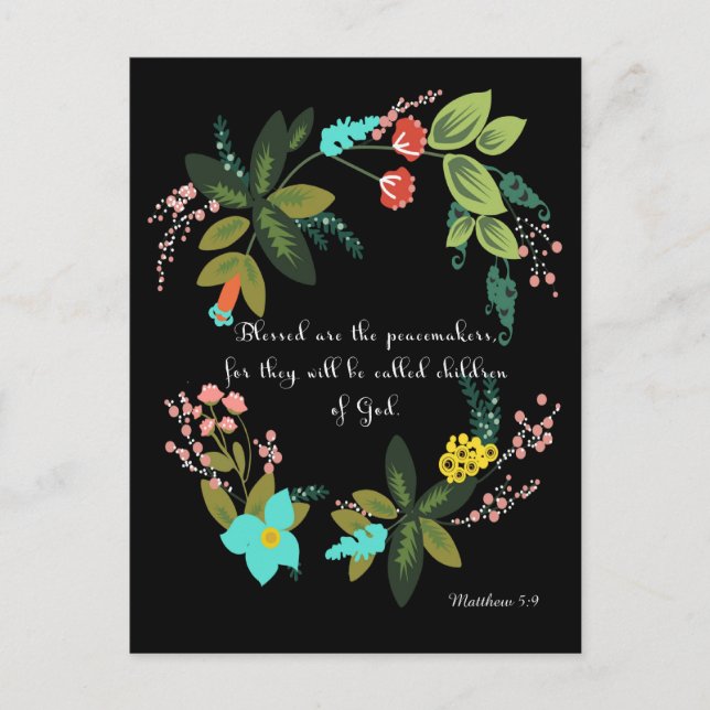 Bible Verses Art - Matthew 5:9 Vykort (Framsida)