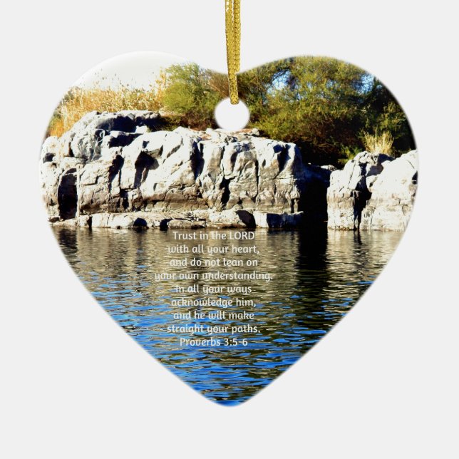 Bible Verses-citat om Trust Proverbs 3:5-6 Julgransprydnad Keramik (Framsidan)