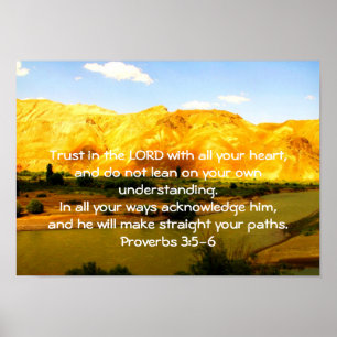 Bible Verses-citat om Trust Proverbs 3:5-6 Poster