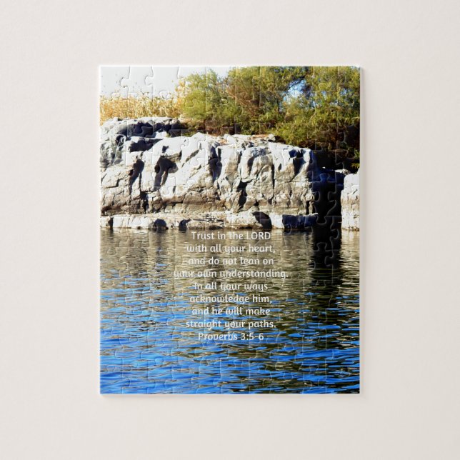 Bible Verses-citat om Trust Proverbs 3:5-6 Pussel (Vertikal)