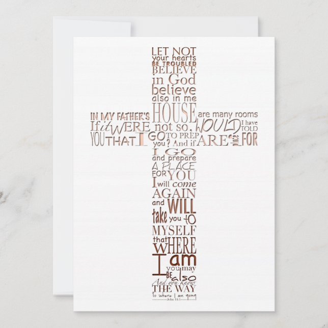 Bible Verses från John 14 Copper Memorial Service Inbjudningar (Framsida)