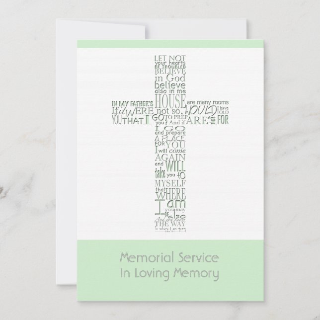Bible Verses från John 14 Memorial Service 10 Inbjudningar (Framsida)