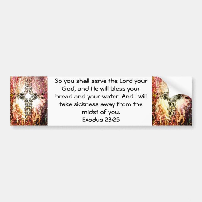 Bible Verses Healing Scripture Quote Exodus 23:25 Bildekal (Framsidan)