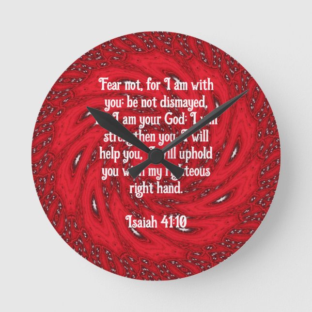 Bible Verses Inspirational Quote Isaiah 41:10 Rund Klocka (Framsida)