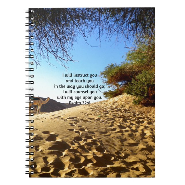 Bible Verses Inspirational Quote Psalm 32:8 Anteckningsbok Med Spiral (Framsidan)