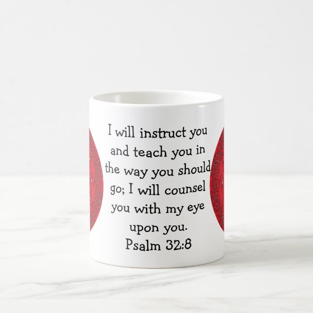 Bible Verses Inspirational Quote Psalm 32:8 Kaffemugg (Center)