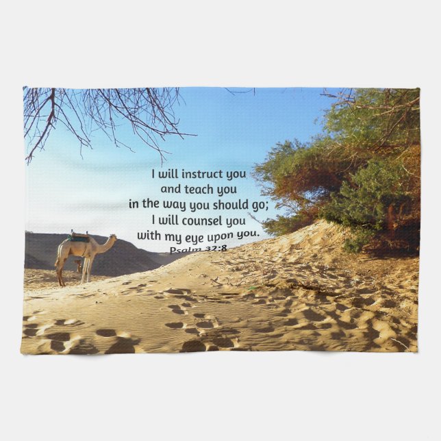 Bible Verses Inspirational Quote Psalm 32:8 Kökshandduk (Horisontell)