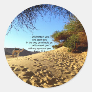 Bible Verses Inspirational Quote Psalm 32:8 Runt Klistermärke