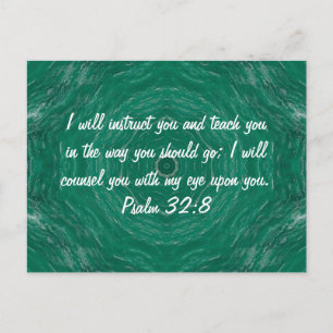 Bible Verses Inspirational Quote Psalm 32:8 Vykort