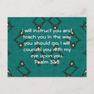 Bible Verses Inspirational Quote Psalm 32:8 Vykort