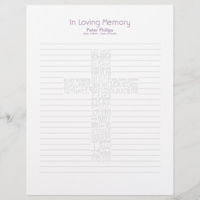 Bible Verses John14 Funeral Bok Filler Page - 5 (Framsida)