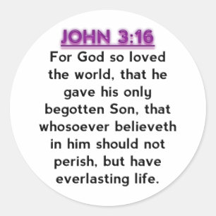 Bible Verses - John 3.16 KJV Runt Klistermärke