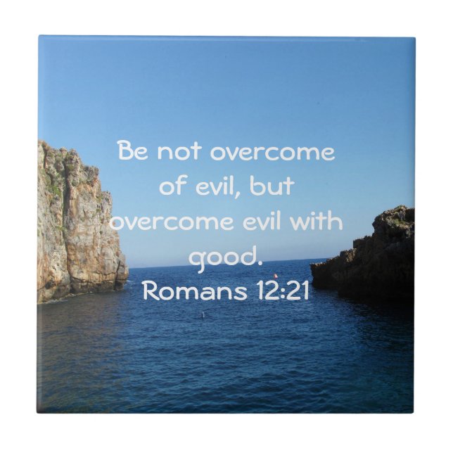 Bible Verses Kärlek Citote Say Romans 12:21 Kakelplatta (Framsidan)