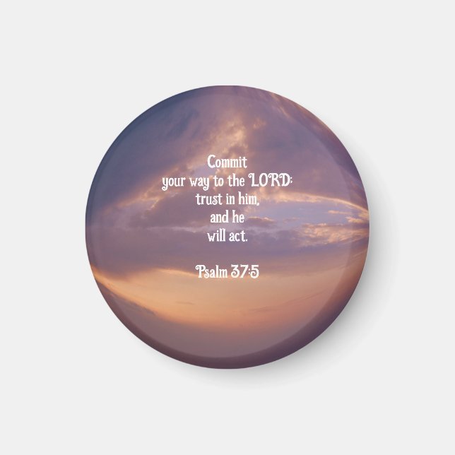 Bible Verses Motivational Scriptures Psalm 37:5 Magnet (Framsidan)