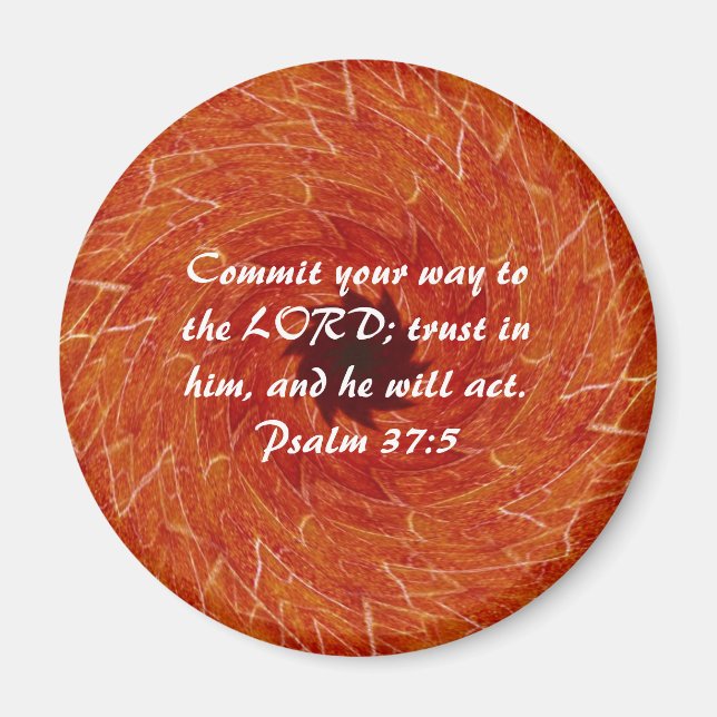 Bible Verses Motivational Scriptures Psalm 37:5 Magnet (Framsidan)
