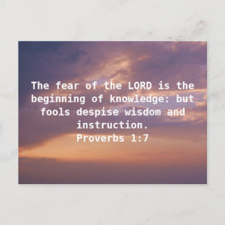 Bible Verses Wisdom Citat från ordspråk 1:7 Vykort