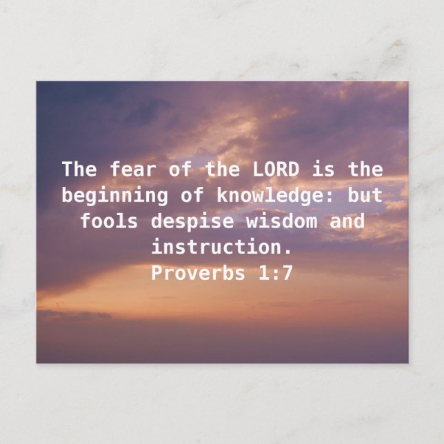 Bible Verses Wisdom Citat från ordspråk 1:7 Vykort (Framsida)