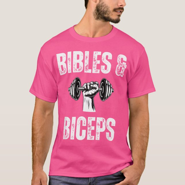 Bibles och Biceps Barbell Christian Workout Dumbbe T Shirt (Framsida)