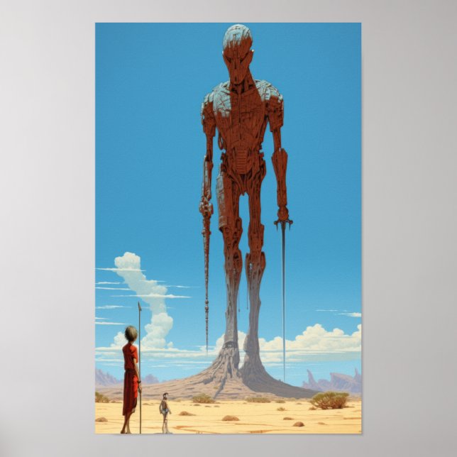 Biblical David och Goliath Moebius Illustration Po Poster (Framsidan)