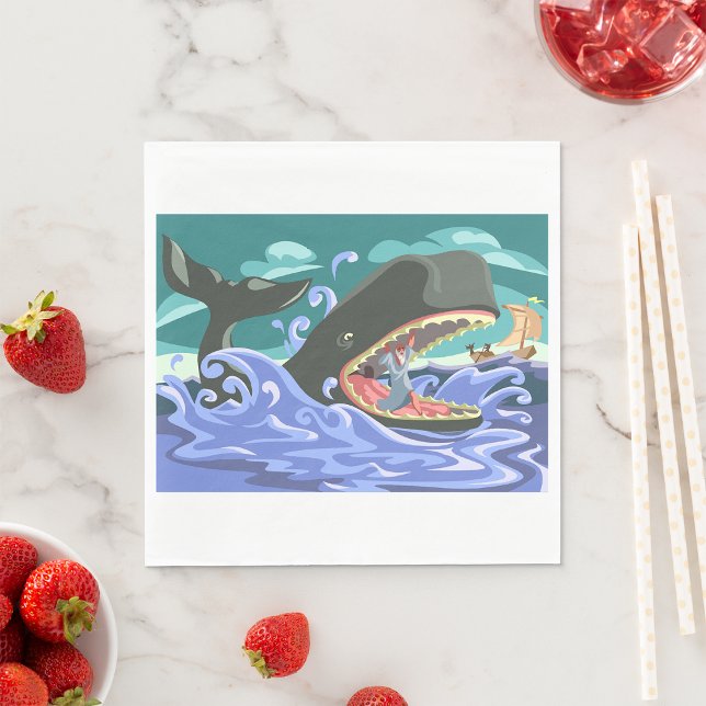 Biblical Jonah och Whale Ocean Scene Pappersservett (Skapare uppladdad)