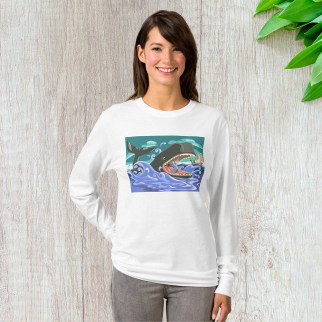 Biblical Jonah och Whale Ocean Scene T Shirt (Skapare uppladdad)