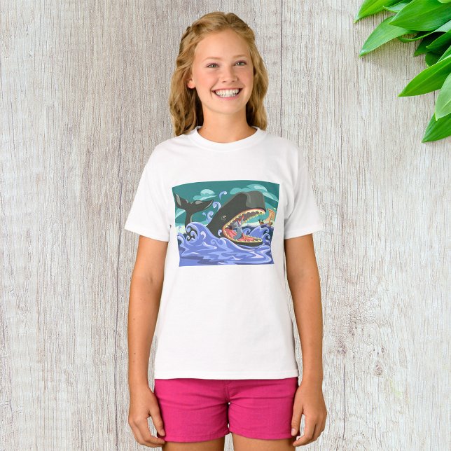 Biblical Jonah och Whale Ocean Scene T Shirt (Skapare uppladdad)