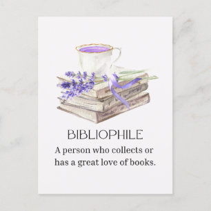 bibliofil bok älskare vykort