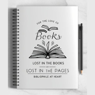 Bibliofilt i hjärtat - Minimalistiskt Bok Älskare- Anteckningsbok